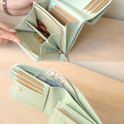 【刻印可】プチプチ触感♪　二つ折り財布  みずたま ＭＨ0604　ピンクベージュ 2枚目の画像