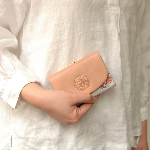 【刻印可】Fairy  手触り柔らか　がま口２つ折財布 　ピンク　MH0719 2枚目の画像
