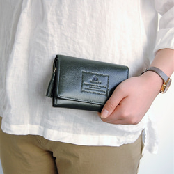＜完売＞【刻印無料】bonheur  手触りやわらか　二つ折り財布  カーキ　MH0668 3枚目の画像