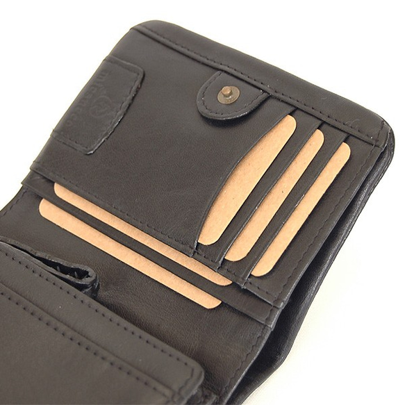 【刻印可】柔らか質感のメッシュレザー　二つ折り財布　 ブラック　シエロ　 MH0662 4枚目の画像
