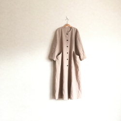 【XS〜S】小柄さん 洗いざらしリネンの柔らか秋コート　スプリングコート　ロングコート 1枚目の画像