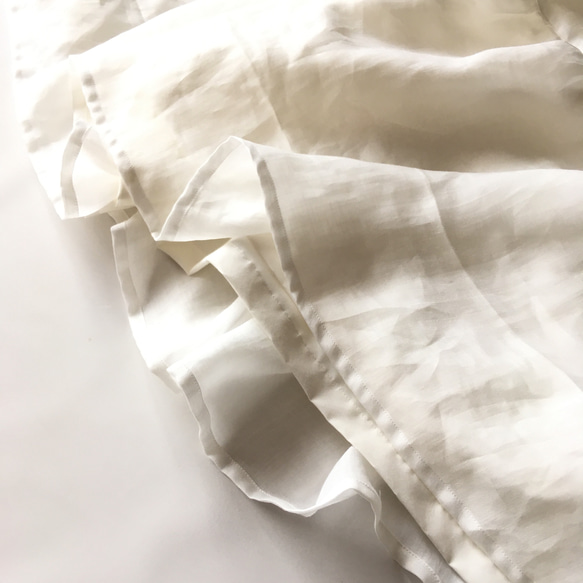 【XS〜S】 小柄さん ふわふわティアードスカート オフホワイト 綿麻 6枚目の画像