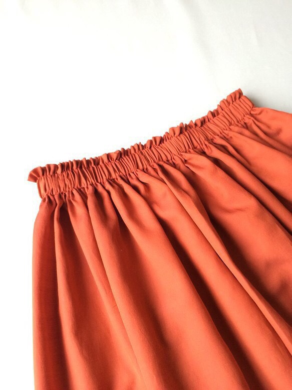 受注製作 小柄さん 綿シルクのふんわりスカート 朱色 赤 3枚目の画像