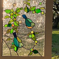 ステンドグラスパネル 【青い鳥の窓】 受注製作creema限定販売 その他