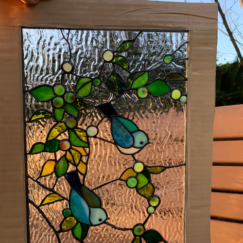 ステンドグラスパネル 【青い鳥の窓】 受注製作creema限定販売 その他