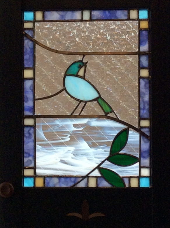 ステンドグラスパネル 【小鳥の小窓】  窓、扉にはめ込む (受注制作) 5枚目の画像