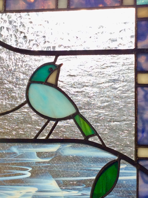 ステンドグラスパネル 【小鳥の小窓】  窓、扉にはめ込む (受注制作) 6枚目の画像