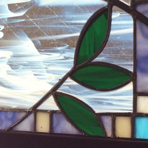 ステンドグラスパネル 【小鳥の小窓】 窓、扉にはめ込む (受注制作