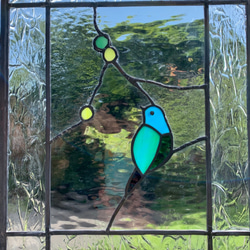 ステンドグラスパネル 【青い鳥の窓】 Ａ3サイズーcreema限定販売ー　 窓、扉にはめ込む (受注制作) 10枚目の画像