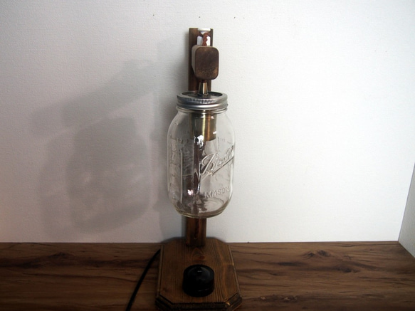 【ボトルランプ】ボールメイソンジャーのレトロ調スタンドランプ　レトロスイッチ付き 3枚目の画像