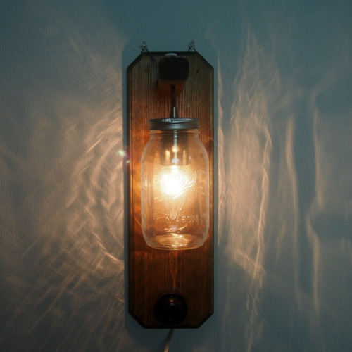 ランプ メイソンジャー 木製 インテリアライト 【公式通販】