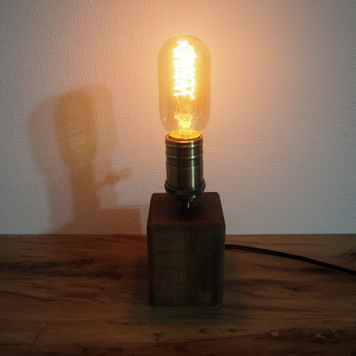 ヴィンテージ スタンドライト 電気 照明　レトロ　アンティーク 癒しの灯り】アンティーク調ウッドキューブスタンドライト レトロ調