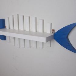 【シェルフ】魚の骨形壁掛けシェルフ　横型 3枚目の画像