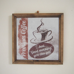 レトロ看板風デザインのインテリア壁飾りタイル（Premium Coffee） 1枚目の画像