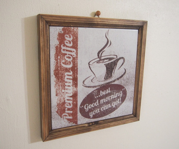 レトロ看板風デザインのインテリア壁飾りタイル（Premium Coffee） 2枚目の画像
