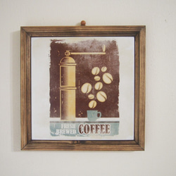 レトロ看板風デザインのインテリア壁飾りタイル（FRESH BREWED COFFEE） 1枚目の画像