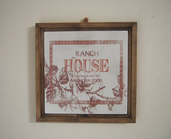 レトロ看板風デザインのインテリア壁飾りタイル（RANCH HOUSE AMERICAN FOOD） 1枚目の画像