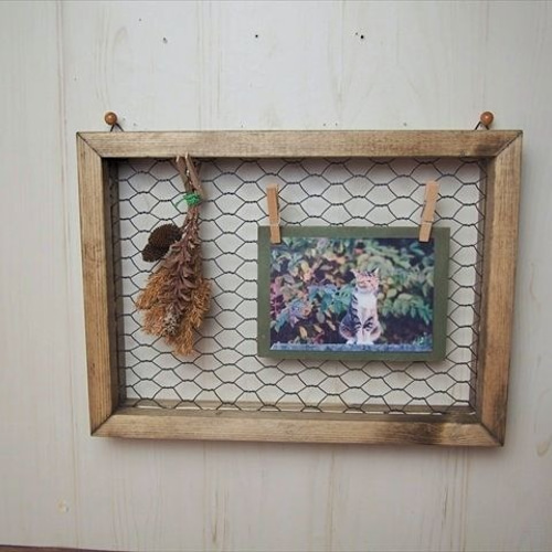 色々飾れる金網の壁掛けフレーム アンティーク風 フォトフレーム・写真