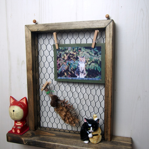 ワイヤーネットシェルフ 壁に掛けてもOK 置いてもOK アンティーク風