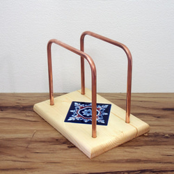 【珈琲グッズ】コーヒードリップスタンド　曲げ銅管とタイルのシンプル仕上げ 3枚目の画像