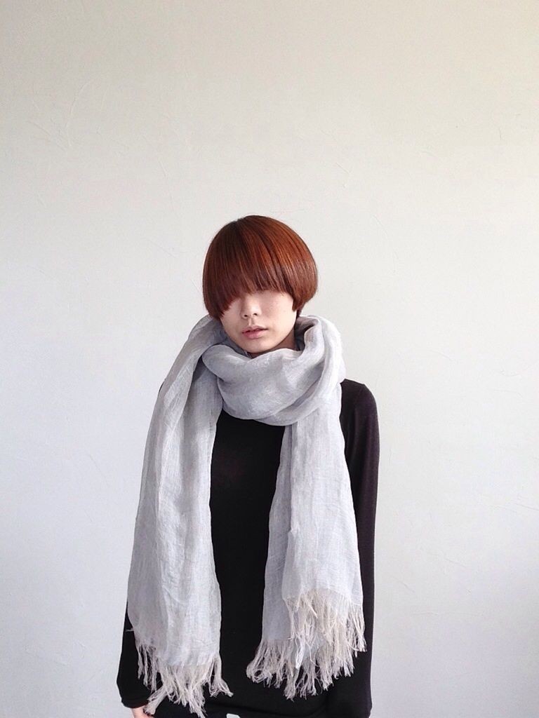 sarariリネンストールフルサイズ (グレイッシュブルー)