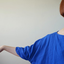 リネンロングトップス（青）ワンピース 4枚目の画像