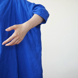 リネンロングトップス（青）ワンピース 6枚目の画像