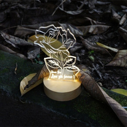 爱情的玫瑰 桌面立體雕刻實木LED小臺燈 第10張的照片