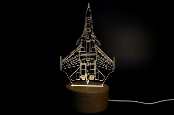 SU-27戰機模型 桌面立體雕刻實木LED小臺燈 第6張的照片