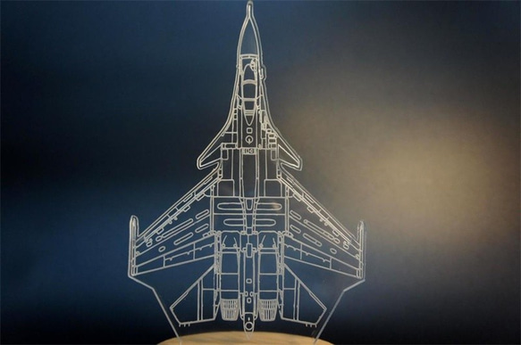SU-27戰機模型 桌面立體雕刻實木LED小臺燈 第8張的照片