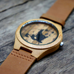 来图定制照片。天然竹木 真皮表带手表！送朋友 送同学 送恋人 客制化礼物 第5張的照片