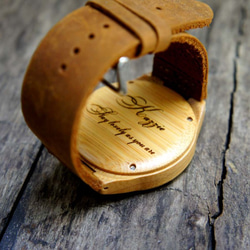 来图定制照片。天然竹木 真皮表带手表！送朋友 送同学 送恋人 客制化礼物 第4張的照片