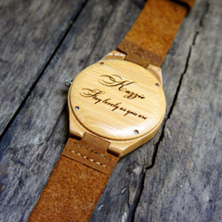 来图定制照片。天然竹木 真皮表带手表！送朋友 送同学 送恋人 客制化礼物 第5張的照片