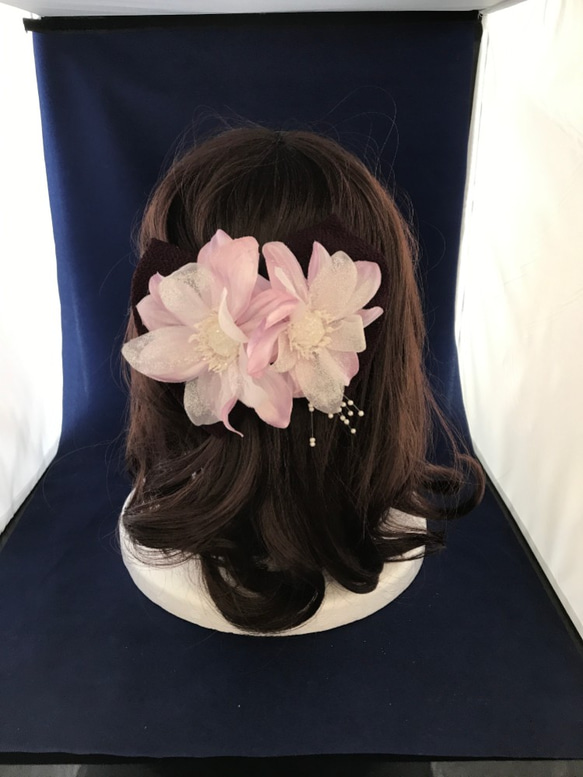 彩色髮飾，為晴天著色Chiffonne Dalia Spray x Chirimen Ribbon 753成人禮適用於日本服裝， 第4張的照片