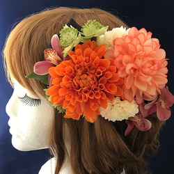 髮飾大麗花×橙色日本絲帶七五十三成人儀式畢業典禮等 第1張的照片