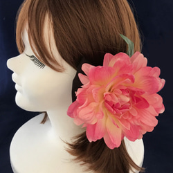 花の髪飾り  ピンクダリア　結婚式 パーティー お呼ばれ プレゼント 2枚目の画像