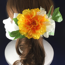 花髮飾頭飾橙色大麗花 x Delphinium 婚禮派對叫禮物 第3張的照片