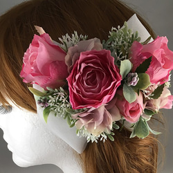花髮飾頭飾粉紅玫瑰婚禮宴會被稱為禮物1832-PR 第1張的照片