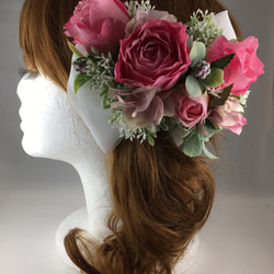 花髮飾頭飾粉紅玫瑰婚禮宴會被稱為禮物1832-PR 第3張的照片