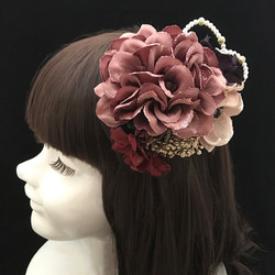 花頭飾裝飾頭禮服玫瑰粉紅色大麗花×銀蓮花婚禮派對稱為禮物 第1張的照片