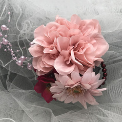 花のコサージュ　ピンクダリア×ガーベラ　入学式　卒業式　結婚式　1915-C8 3枚目の画像