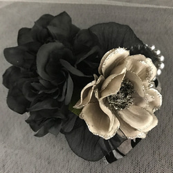 花頭飾頭飾黑色大麗花x金銀蓮花婚禮派對稱為禮物 第4張的照片