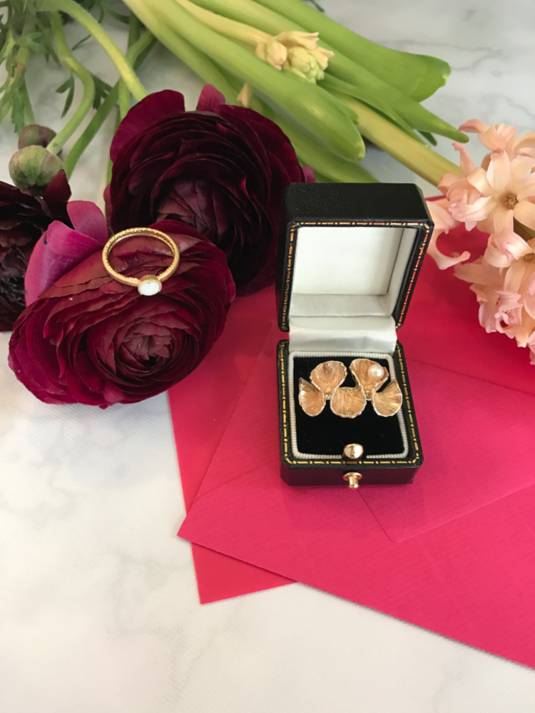 SHAFCA Volume Line Ring L [K18GP.SV,天然パール]