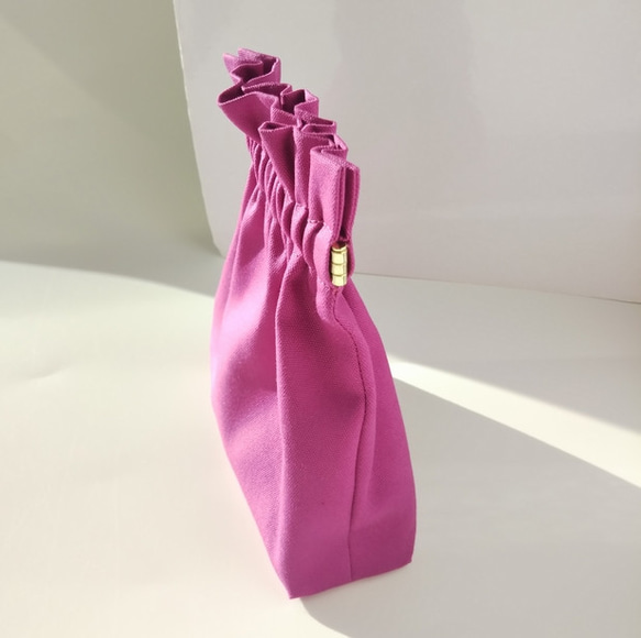 赤紫のばね口ポーチ(12cm) 4枚目の画像