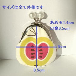 (1点限定)丸ごとりんごの小さなあめ玉がま口(目薬入れ・小物入れ) 3枚目の画像