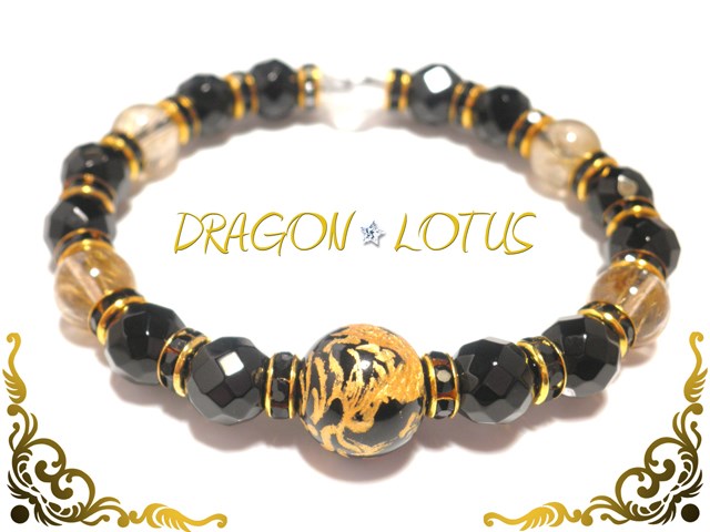 【お金の運気アップ！メンズブレス】ルチルクオーツ×ドラゴンの王子ブレス