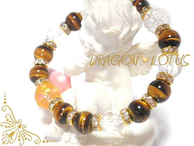 【勝負運アップ!!】　実力発揮のチャンスを与えるタイガーアイと水晶の天然石ブレス