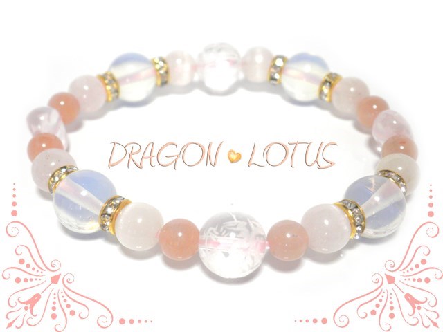 子宝をサポート☆オレンジムーンストーンとクンツアイトの天然石ブレスレット