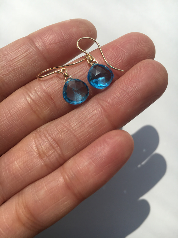 [PE] Swiss blue topaz Pierced Earring 3枚目の画像