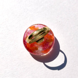 《フラワーブーケ》　指輪　リング　ガラス　とんぼ玉　花　カーネーション　母の日 4枚目の画像